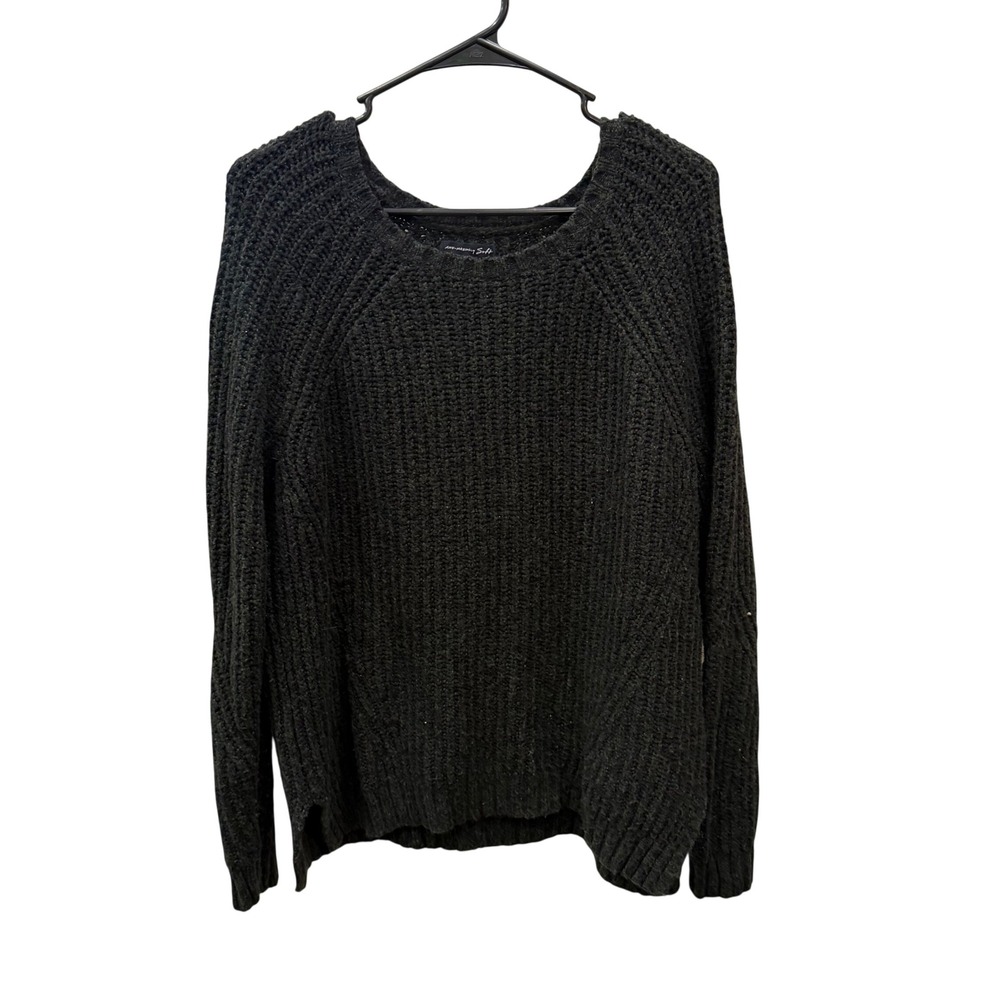 American Eagle Ahh-mazingly Soft Charcoal‎ Grey Ribbed Knit Sweater Large L